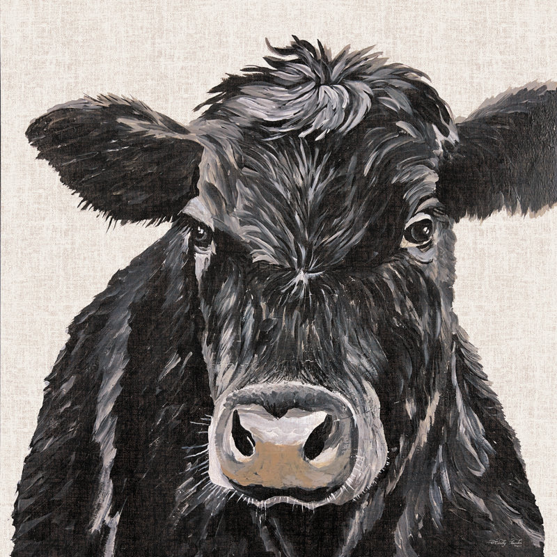 «Angus Cow I on Canvas» par Cindy Jacobs, reproduction, H 12 po x l 12 po