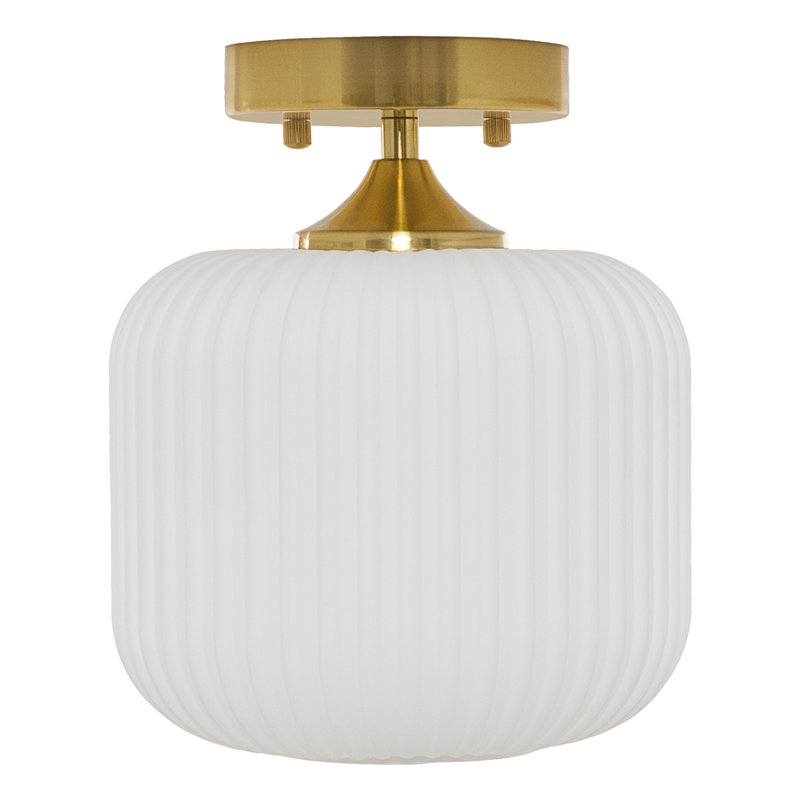 Veun 10" H Textured Glass Semi Flush Mount , White