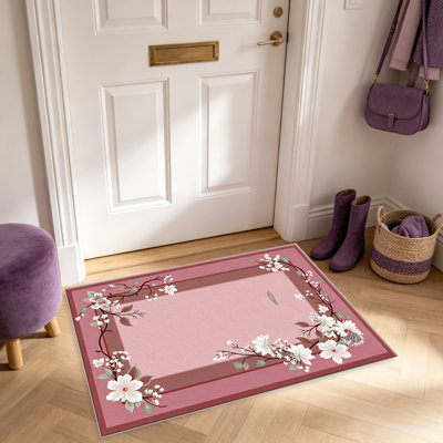 Tapis Dusty Pink Blossom - facile à nettoyer, lavable à la machine, doux et confortable; convient aux tapis de porte, aux cuisines, aux salons, aux chambres à coucher, aux couloirs et aux buanderies. Tapis facile à nettoyer et durable pour la décoration intérieure.
