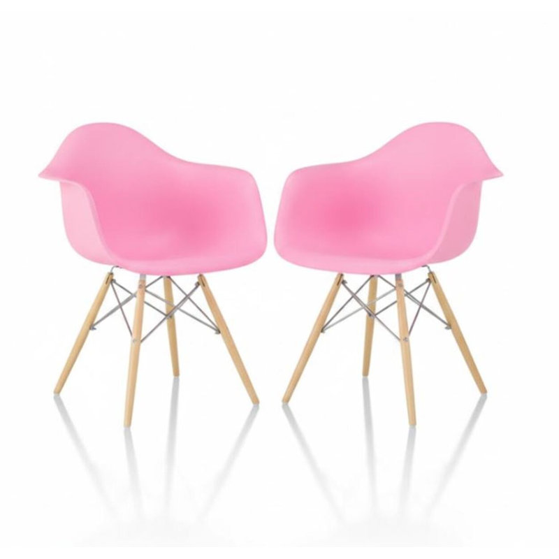 Chaise de salle à manger en plastique, Rose clair