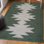 Tapis vert foncé / gris clair lavable à la machine à motif géométrique Katriel Minimalist-400041305