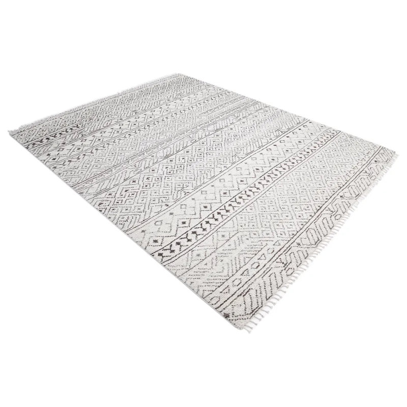 Tapis gris marocain noué à la main, Rectangle de 5 pi x 8 pi