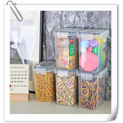 Paquet de 5 contenants hermétiques pour aliments de 1,6 litre, boîtes de rangement en plastique de 1,5 pte pour organiser la cuisine avec étiquettes et bouteilles à mesurer, pour céréales, haricots, sucre, farine