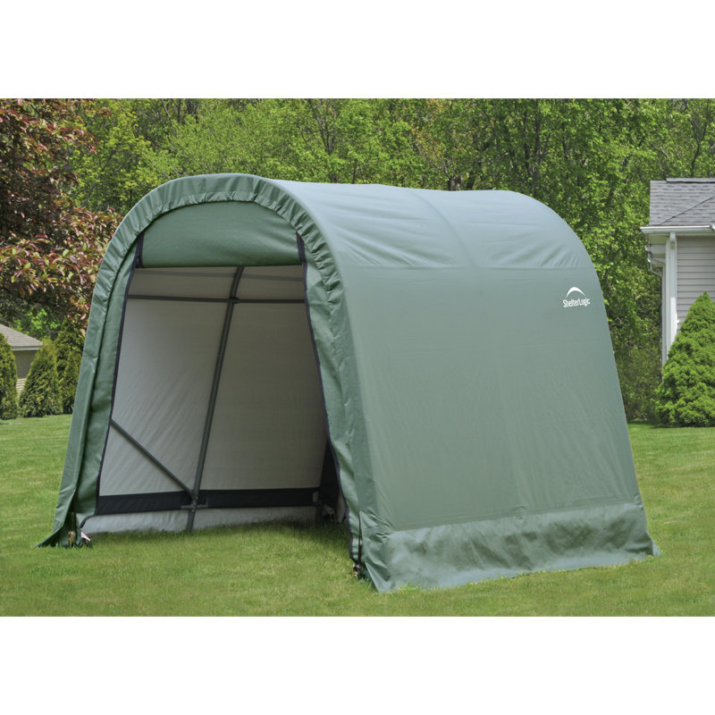 Round Style Shelter, Green Cover, 8' H x 8' W x 8' D, Green
