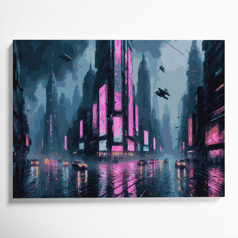 Art mural sur toile gris Sci Fi Cyberpunk, H 11 po x l 14 po