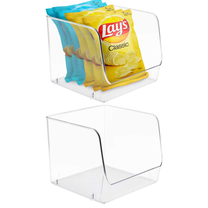 Sorbus Clear Open Front Plastic Fridge and Pantry Storage Bins 2 Pack