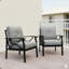 Ensemble de 2 fauteuils en métal toutes saisons, structure noire avec coussins gris-785241574