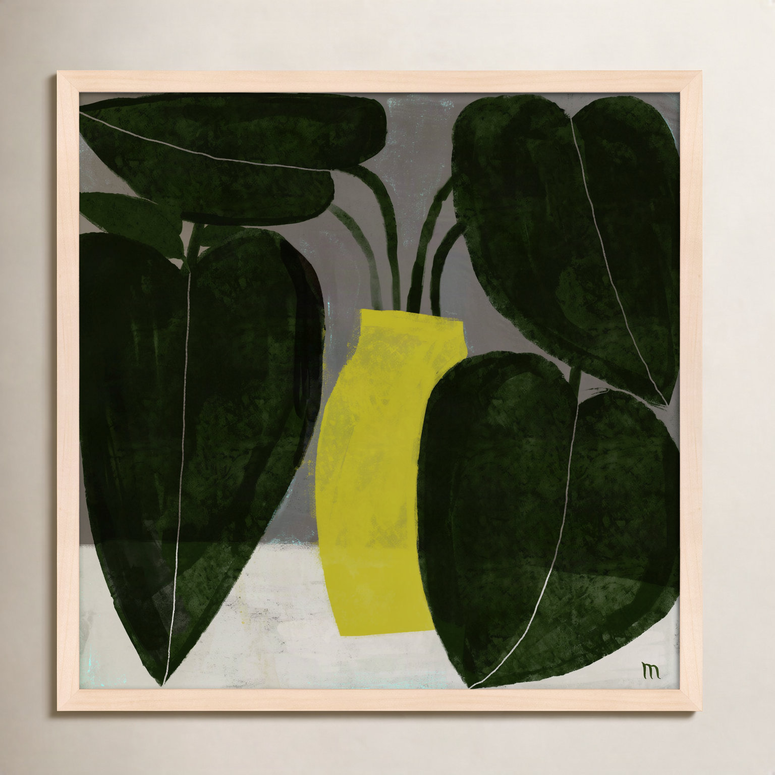 Plant "Plant No. 7" Painting, 36" H x 36" W x 1.25" D, Brown
