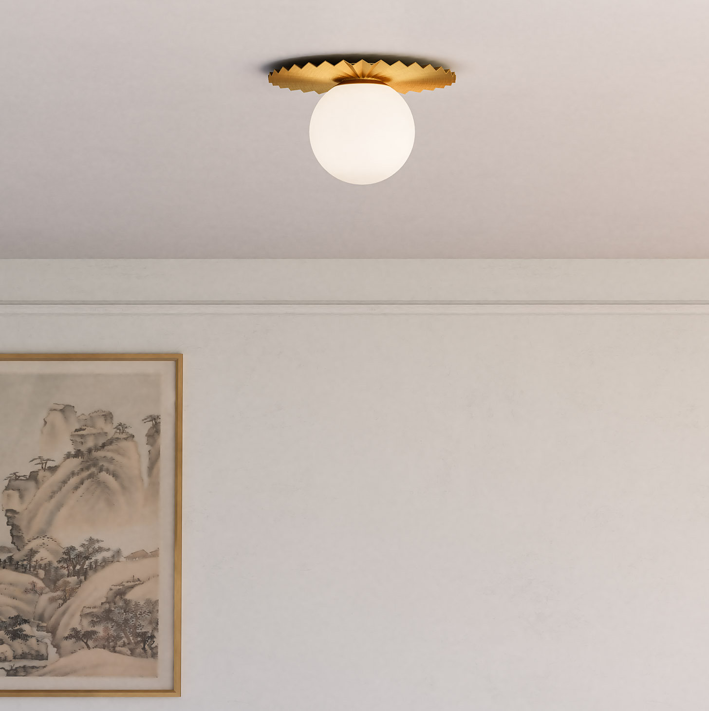 Laki Single Light Glass Flush Mount, Brushed Gold, 6.63" H x 11.88" W x 11.88" D