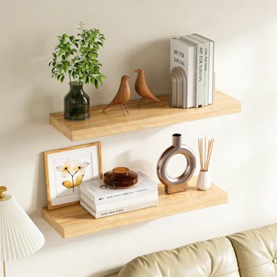 Tablettes flottantes pour le mur, tablettes rustiques en bois massif de ferme avec grain naturel, conception creuse résistante à l'affaissement pour une installation facile dans le salon, la chambre à coucher et la cuisine