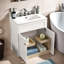Ensemble de meuble-lavabo autoportant avec lavabo, structure en bois massif, assemblage facile, conception moderne-873821994