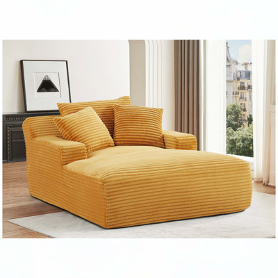 Corduroy Fabric Oversized Chaise Lounge Chair