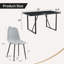 Ensemble de table et de chaises. Une table de salle à manger rectangulaire rétro minimaliste de 55 pouces avec un dessus texturé noir. Assortie à 4 chaises de salle à manger en lin et coton gris clair à haute résilience avec pieds en métal.
