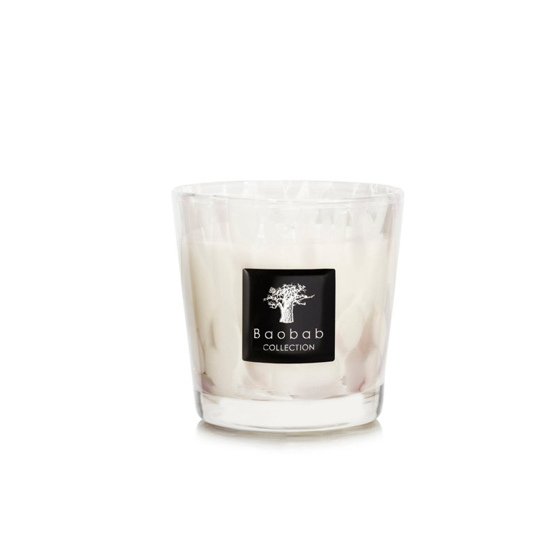 Pearls White Candle, 3.2" H x 3.94" W x 3.94" D
