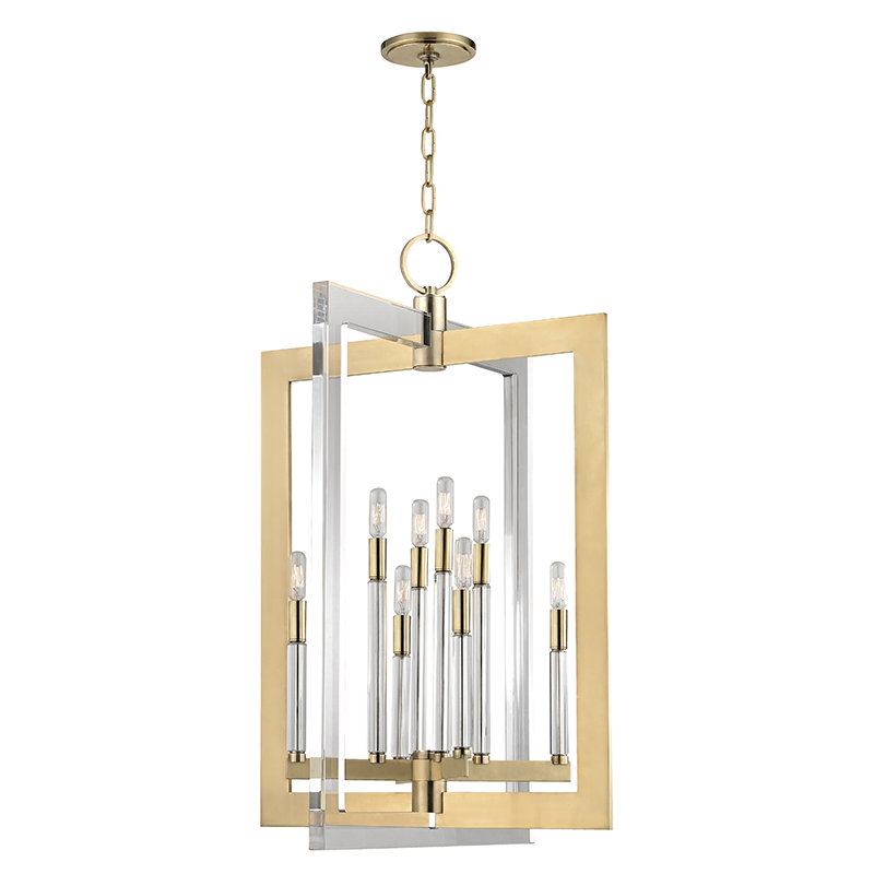 Wellington 8 - Light Chandelier, Aged Brass, 26.5" H x 17.5" W x 17.5" D