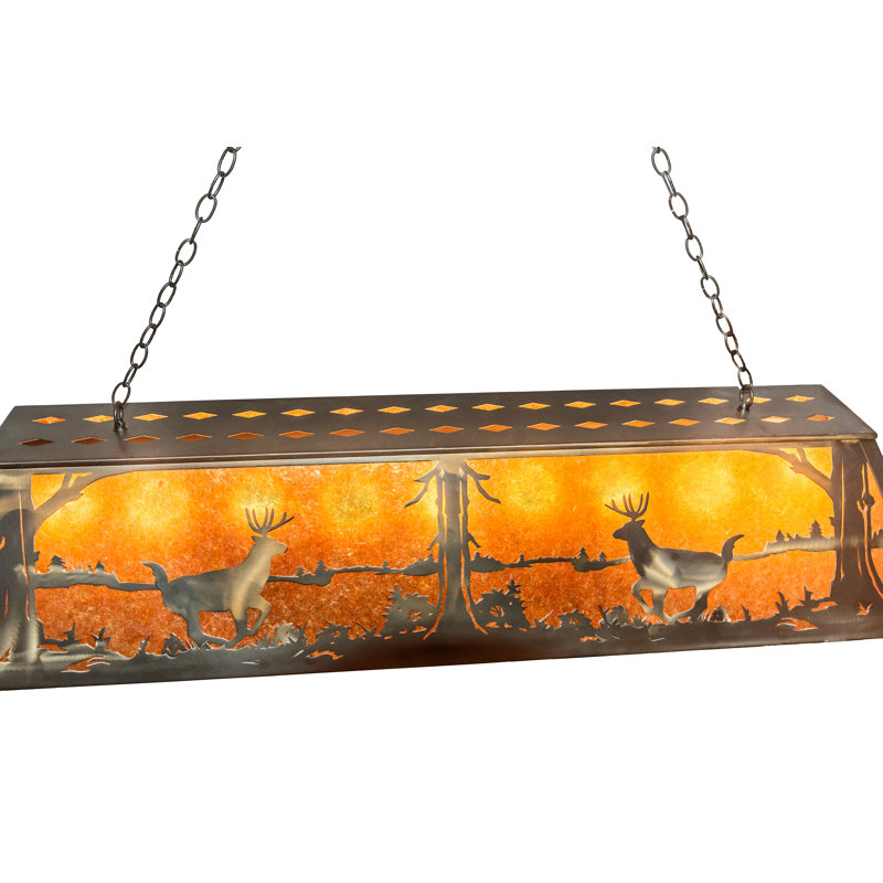 Antique Copper and Amber Glass 22" Island Pendant Light