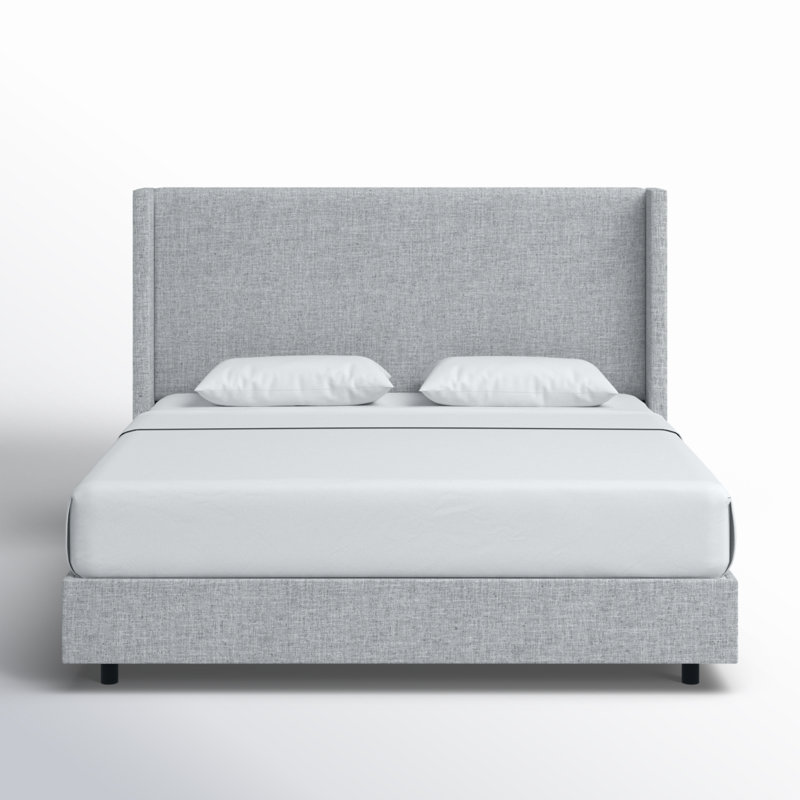 Hanson Upholstered Wingback Bed, Queen, Zuma Pumice Textured Linen