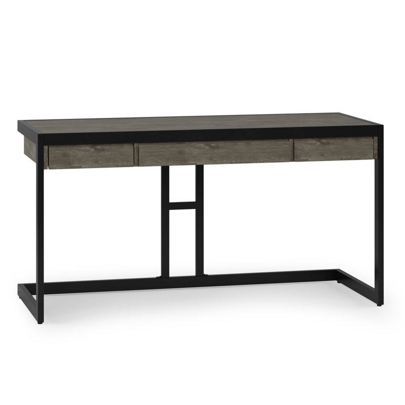 Erina Farmhouse Grey Solid Acacia Wood Desk with Keyboard Tray