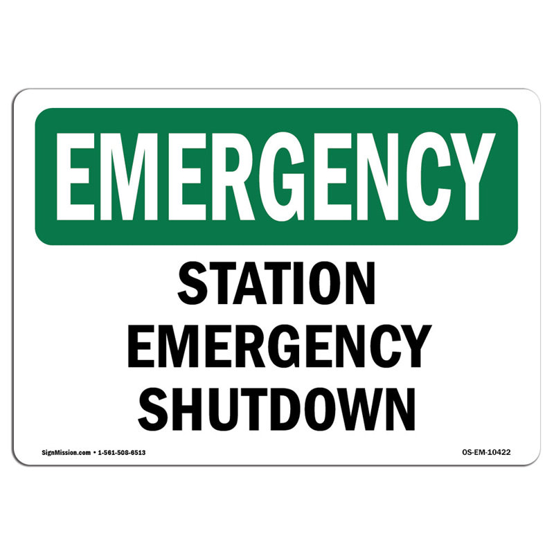 Station Shutdown Aluminum Sign 12 x 18, 12" H x 18" W x 0.1" D