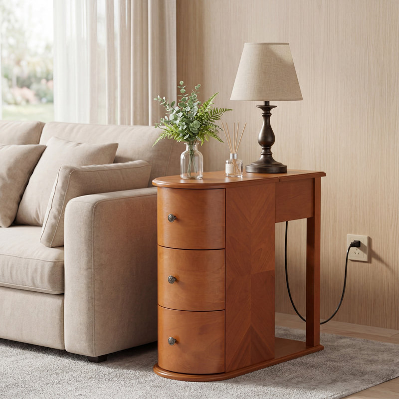 Table d'appoint moderne avec tiroir porte-gobelet dissimulé