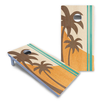 Ensemble de cornhole en planche de surf tropical