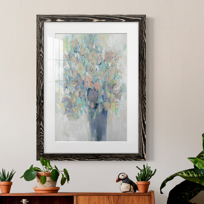 Bouquet II - peinture encadrée, Cadre noir, H 32 po x l 23 po x P 1 po