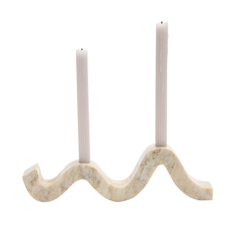 2" Marble Tabletop Candelabra, Beige