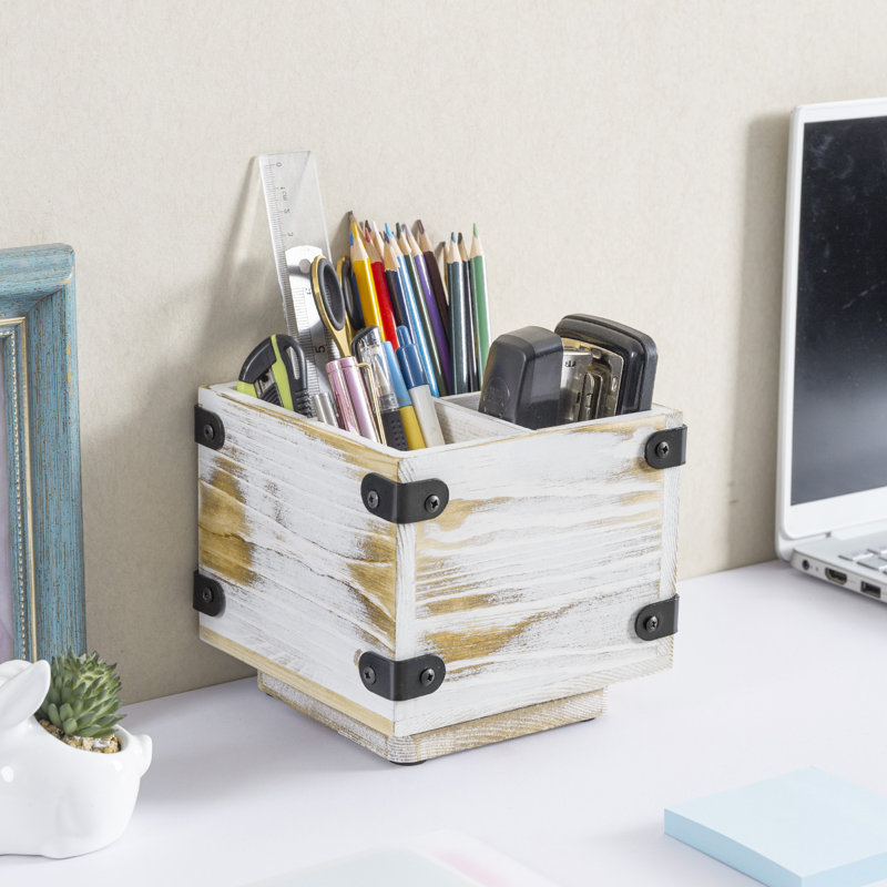 4 Slot Solid Wood Pen Holder