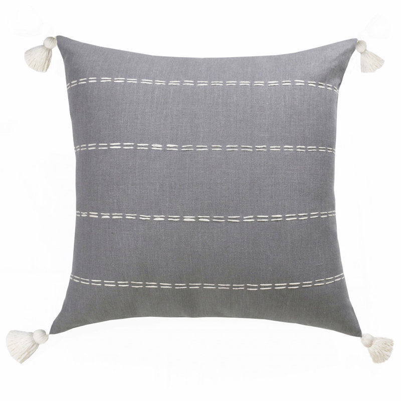 Housse de coussin en lin tissée à la main, Gris ardoise, Polyester