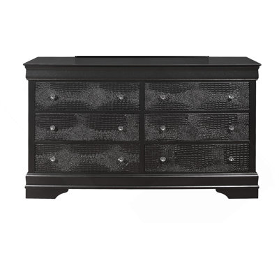 Commode horizontale en bois manufacturé avec 6 tiroirs