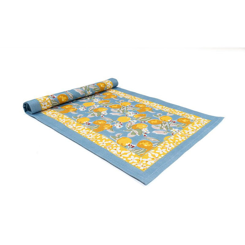 Citron Handmade Floral, Blue/Yellow, 72" L x 16" W