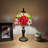 Veilleux Tiffany Mini Table Lamp Rose Flowers Red Orange Stained Glass LED Bulb Included 8"W*8"D*15"H