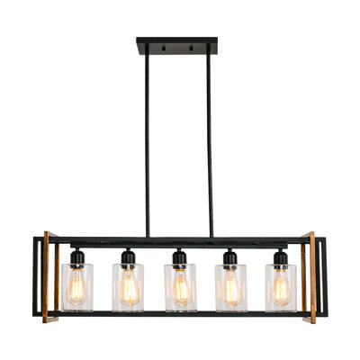 Luminaire suspendu noir industriel rétro à 5 lumières Lodgecage