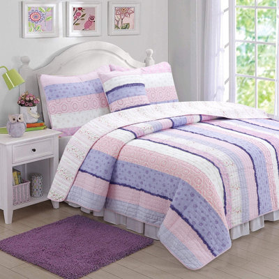 Ensemble de courtepointe réversible rose / mauve
