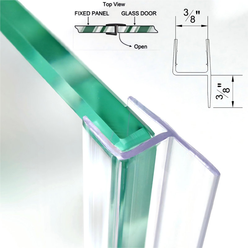 Ensemble de joint de porte de douche pour verre de 3/8 po: balai de fond en polycarbonate ultra transparent de 36 po + deux joints latéraux de 76 po (ensemble de 3 pièces)