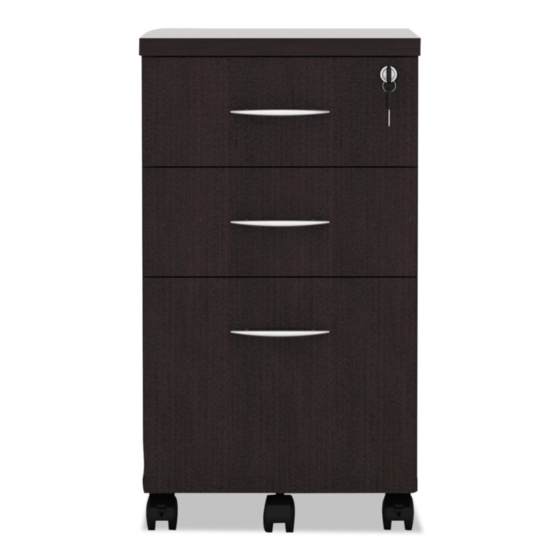 Espresso 3-Drawer Mobile Lockable File Pedestal