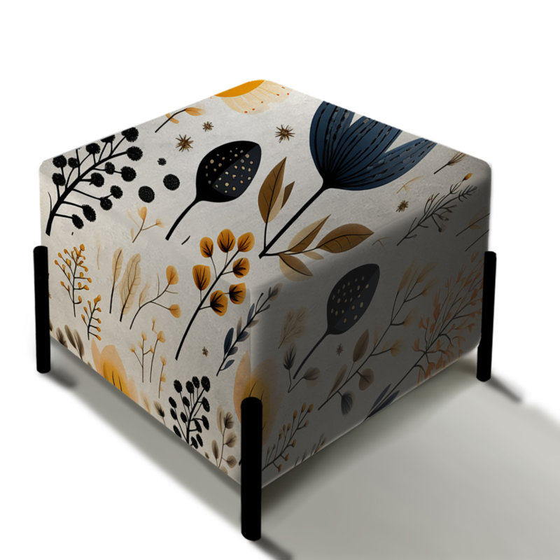 Simplicité en fleurs scandinaves bleues - repose-pieds carré floral