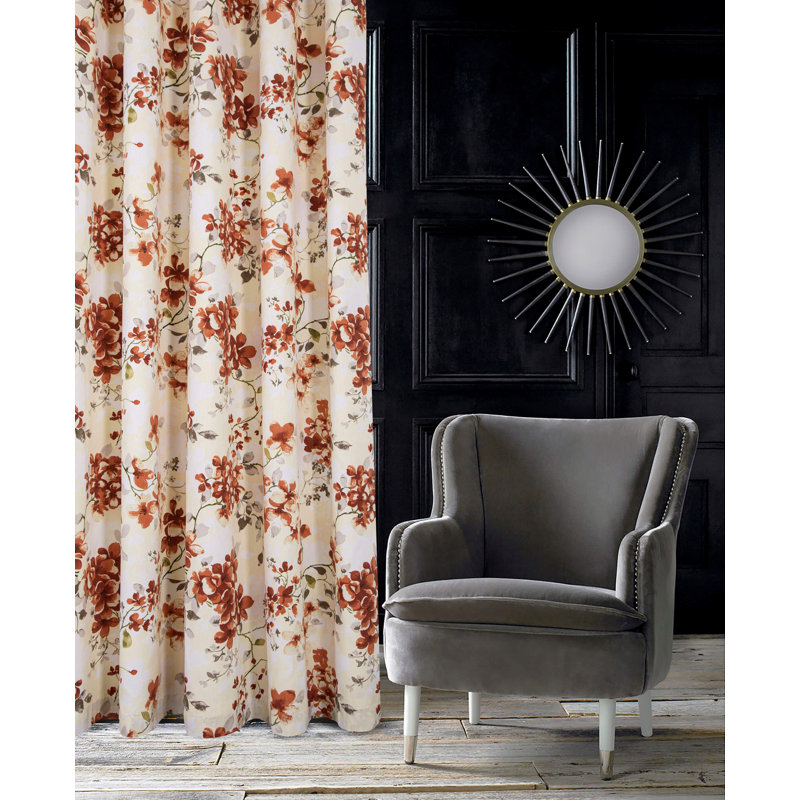 Stuyvesant Eyelet Fully Lined Curtains Pair, Terracotta, 117 x 137 cm