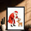 Père Noël noir encadré noir avec renne, impressions sur toile de style rétro-1044801450