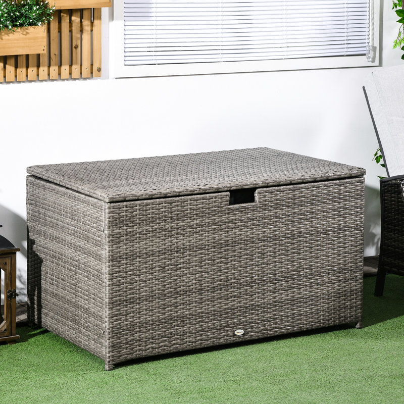 Coffre de piscine 113 gallons - Boîte de rangement extérieure imperméable, contenant gris pour outils de jardin,