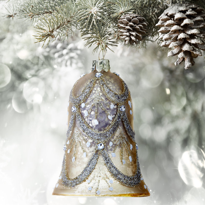 4'' Glass Hanging Figurine Ornament, Antique Gold