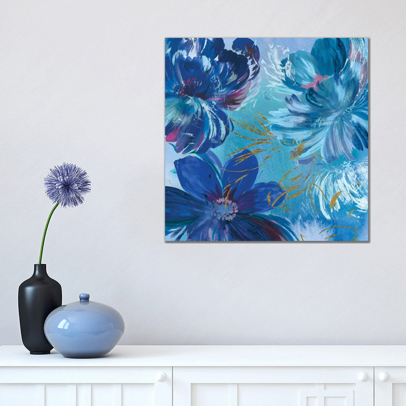 Midnight Floral I by Asia Jensen - Wrapped Canvas Painting, 30.48 cm H x 30.48 cm W x 1.91 cm D