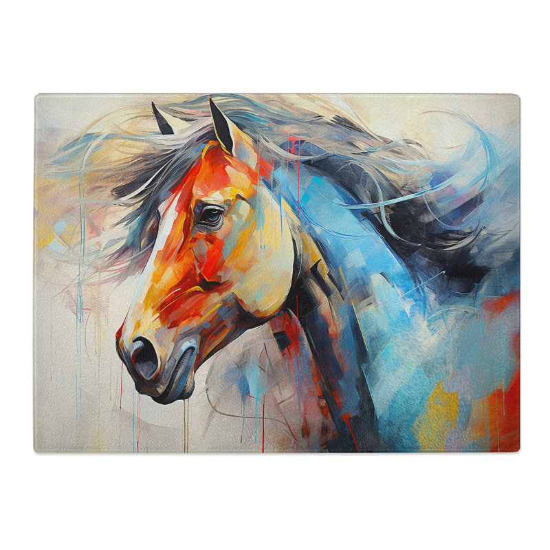 Horse Abstract  Glass Chopping Board