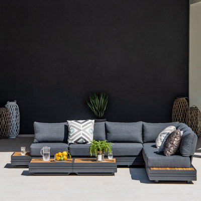 Parker Luxury Large Outdoor Corner Group Set in Graphite