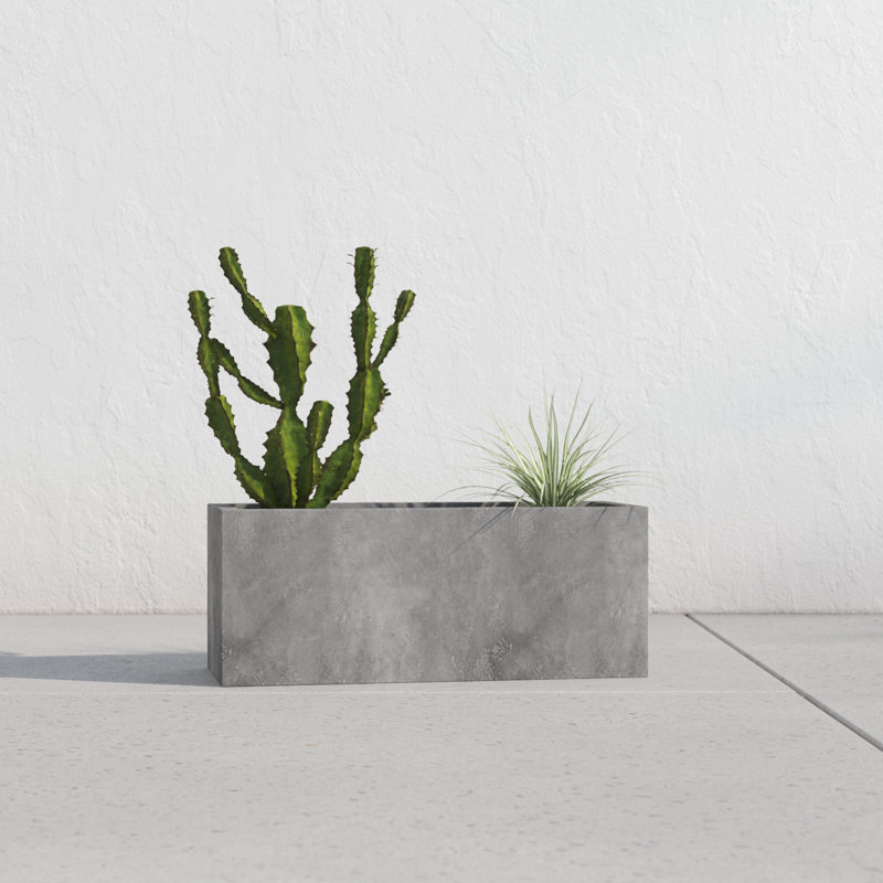Magda Handmade Planter Box, 8" H x 20" W x 8" D, Gray