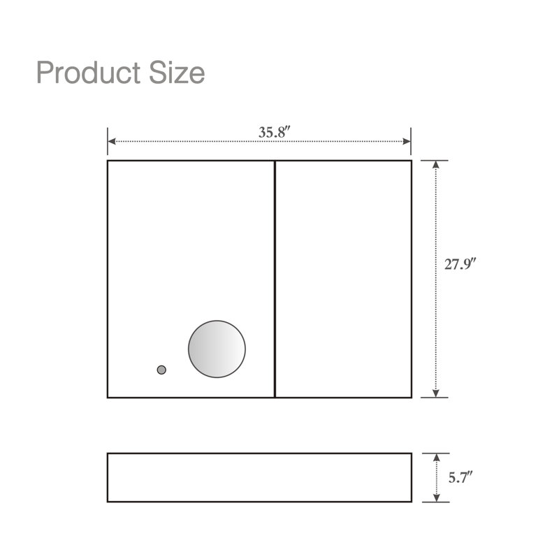 Armoire de salle de bain moderne à miroir avec éclairage réglable et miroir grossissant, H 28 po x l 35,8 po x P 5,7 po