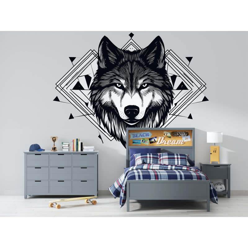 Adhésif décoratif loup - loup géométrique, décoration moderne loup 326Mv, H 80 po x l 42 po