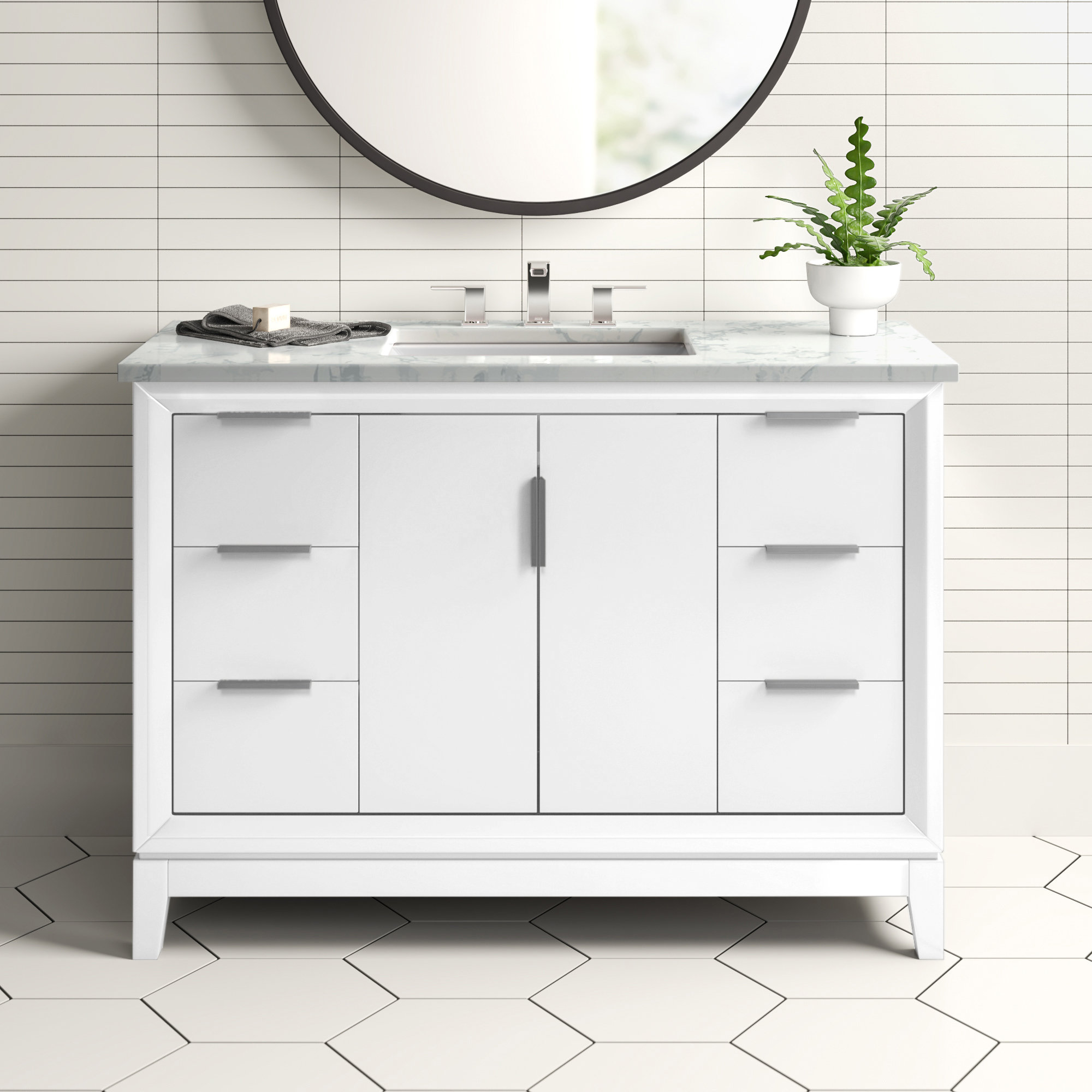 Belmar 48" Single Bathroom Vanity Set, Chrome, White