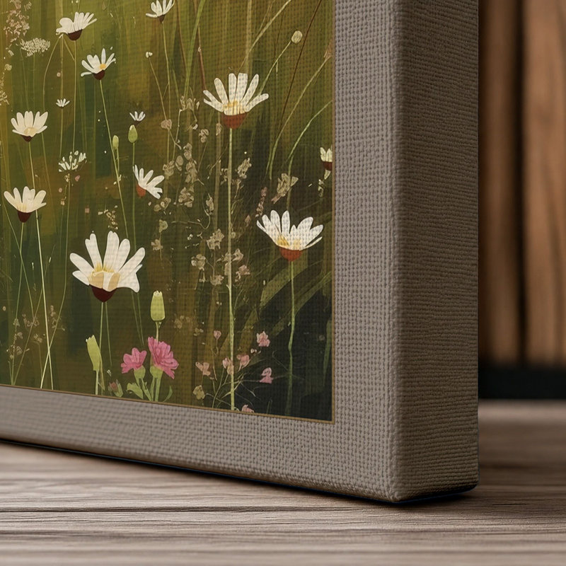 Misty Meadow Botanical - Wrapped Canvas, 36x24 - 91.4 x 61.0 cm, Taupe Border