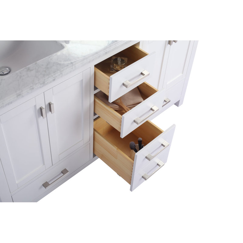 Ensemble de meuble-lavabo double 60 po Mariário, Blanc mat, Blanc